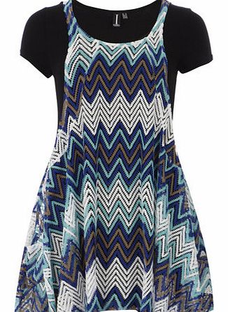 Womens Izabel London Multi Blue Chevron Tunic-