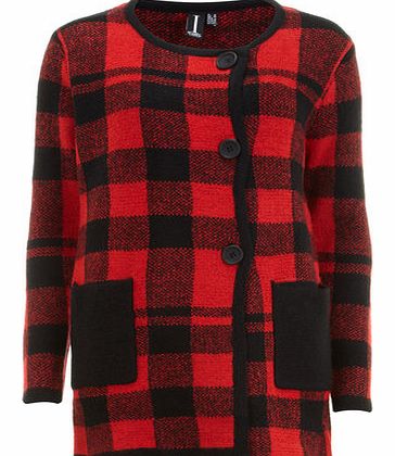 Womens Izabel London Multi Red Check Cardigan-