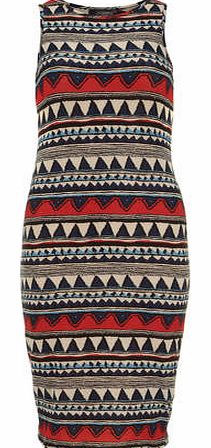 Womens Jasmine Red Zig Zag Stripe Midi Dress-