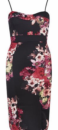 Womens Jolie Moi Black Floral Bandeau Dress-