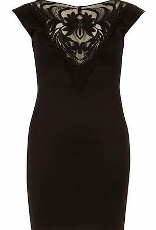 Womens Jolie Moi Black Lace Front Dress- Black