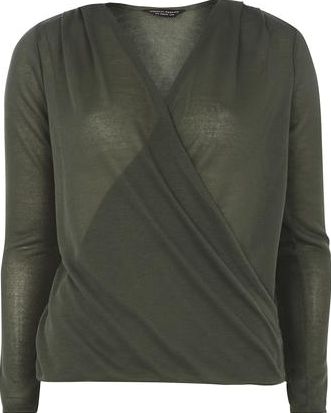 Dorothy Perkins, 1134[^]262015000712293 Womens Khaki Wrap Jersey Knit- Khaki DP56458084