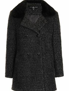 Womens Little Mistress Black and Grey Faux Fur