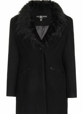 Womens Little Mistress Black Faux Fur Collared