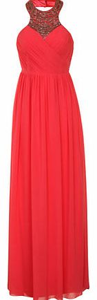 Womens Little Mistress Coral Embellished Dress-