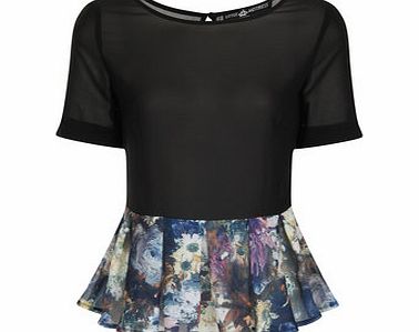 Womens Little Mistress Dark Floral Frill Hem