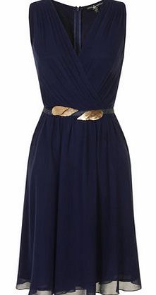 Womens Little Mistress Navy Chiffon Gold Belted