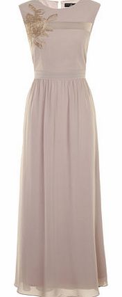 Womens Little Mistress Nude Flower Chiffon Maxi