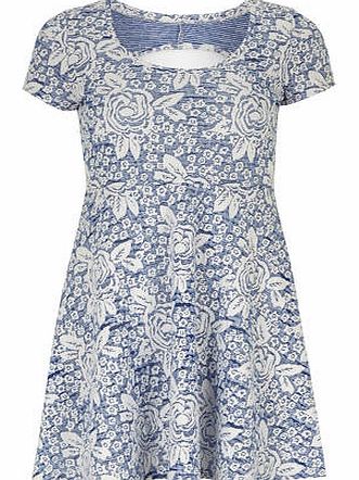 Womens Lola Skye Blue Rose Jacquard Dress- Blue