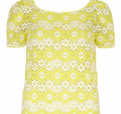 Womens Lola Skye Lime Daisy Lace Tee- Green