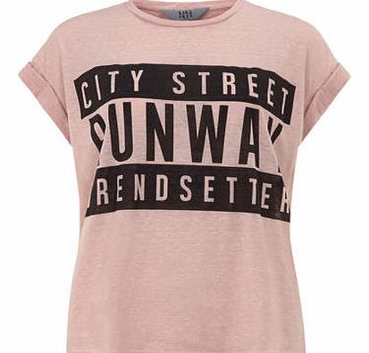 Womens Lola Skye Peach Slogan Tee- Pink DP12290730