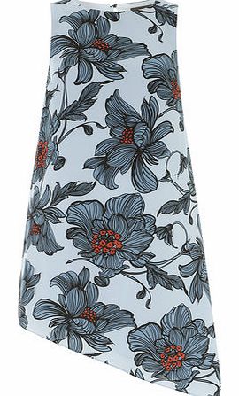 Womens Luxe Blue Floral Print Dress- Blue