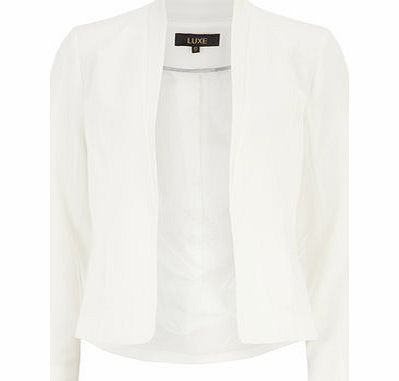 Womens Luxe Ivory Structured Blazer- White