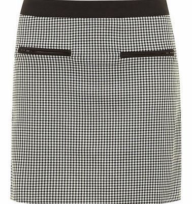 Womens Madam Rage Dogtooth Skirt- Black DP20100118