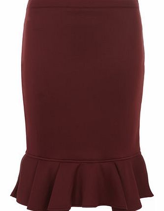 Womens Madam Rage Midi Peplum Skirt- Red