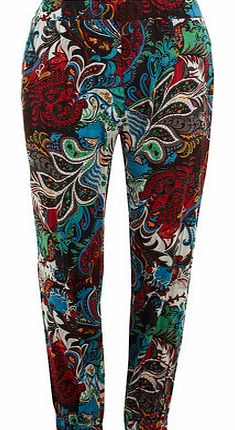 Womens Mandi Multi Black Paisley Trousers- Black