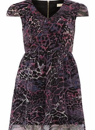 Womens Maya Black Animal Chiffon Dress- Black