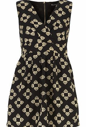 Womens Mela Black Heart Printed Dress- Black