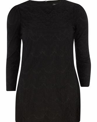 Womens Mela Black Long Sleeved Lace Dress- Black