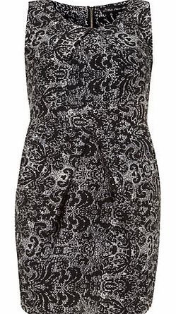 Womens Mela Black Patterened Tulip Dress- Black