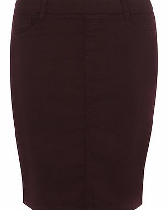 Dorothy Perkins Womens Merlot pull on denim skirt- Merlot