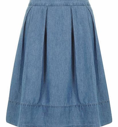 Womens Mid wash denim midi skirt- Blue DP70281224