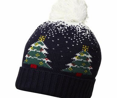 Womens Navy Snowing Tree Hat- Blue DP11136028