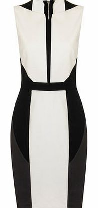 Womens Paper Dolls Colour Block Dress- Black