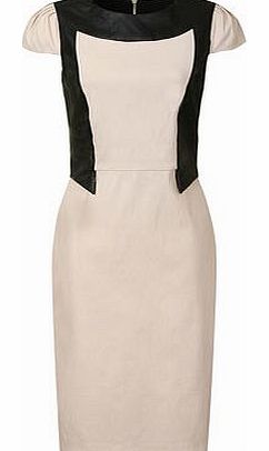 Womens Paper Dolls PU contrast panel dress-