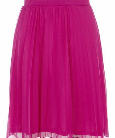 Womens Petite fuschia pleated midi skirt-