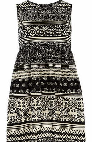 Womens Printed tank smock dress- Black DP56374601