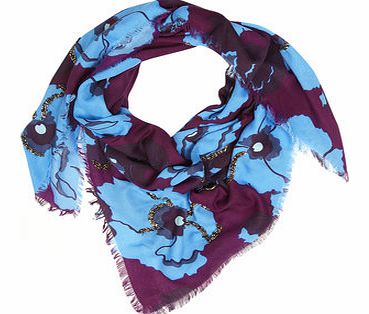 Womens Purple Embellished Boho Scarf- Purple