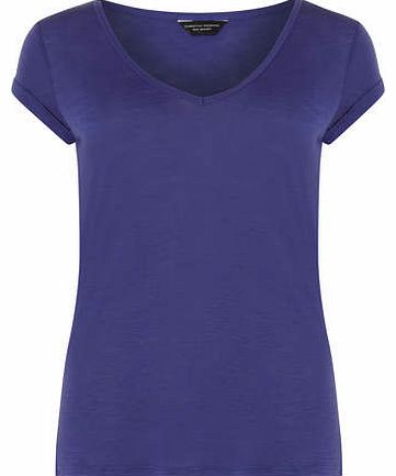 Womens Purple V neck slubby tee- Purple DP56354372