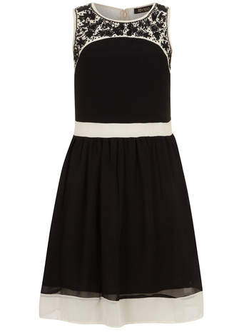 Womens Rise Black And Cream Dress- Black