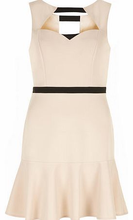 Womens Scarlett B Nude peplum dress- White