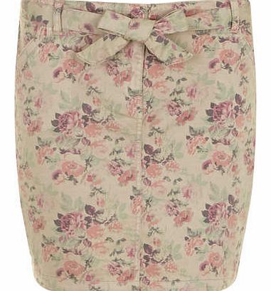 Womens Stone Floral Mini Skirt- White DP74419582