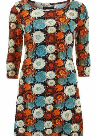 Womens Tenki Orange Circle Print Tunic- Orange