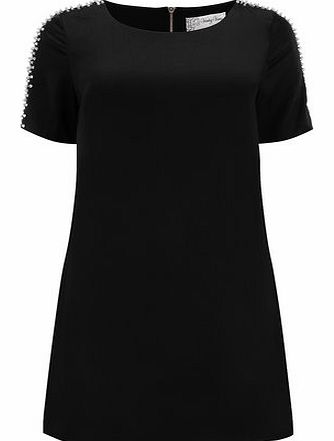 Womens Voulez Vous Black Embellished Sleeve