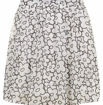 Womens White Daisy Print Skirt- White DP61650179