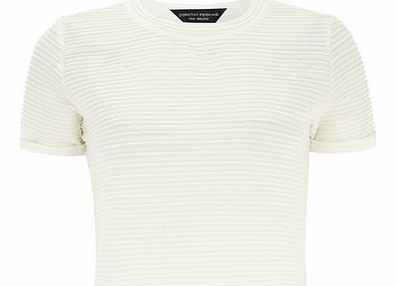 Womens White textured t shirt- White DP05468420