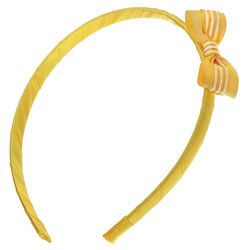 Yellow Stripe Bow Alice band