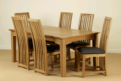 180cm Oak Table and 6 Dorset Oak Dining