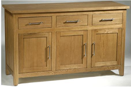 Dorset Oak Large Sideboard - Chrome Handles -