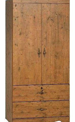 Cairo 2 Door 2 Drawer Wardrobe in Dark Kennedy Pine Effect Veneer