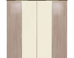 Berkeley 4 Door Wardrobe - Oak/Magnolia Glass