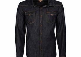 Dark blue cotton denim shirt