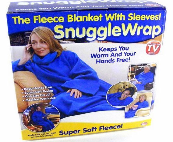 Adult snuggle wrap blanket with sleeves (Blue)