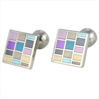 Gunmetal Asymetric Harlequin Cufflinks by