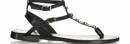 Janelle black leather sandals