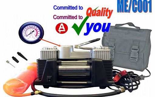 Portable Mini Air Compressor Heavy Duty Twin Piston 12v Double Head Superfast !